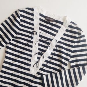 Striped Laced 3/4 Sleeve